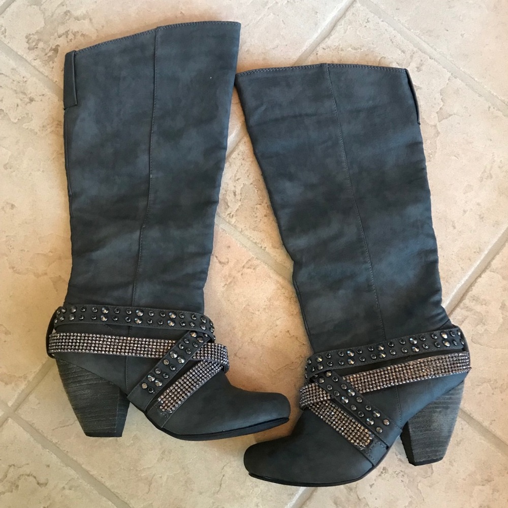 Gray Bling Boots